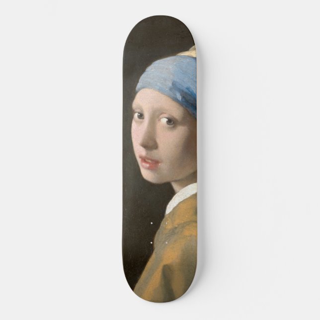 Girl with a Pearl Earring-Johannes Vermeer Art Skateboard (Front)