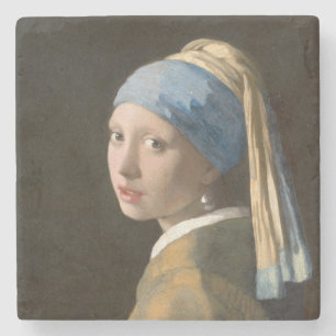 Girl with a Pearl Earring-Johannes Vermeer Art Stone Coaster