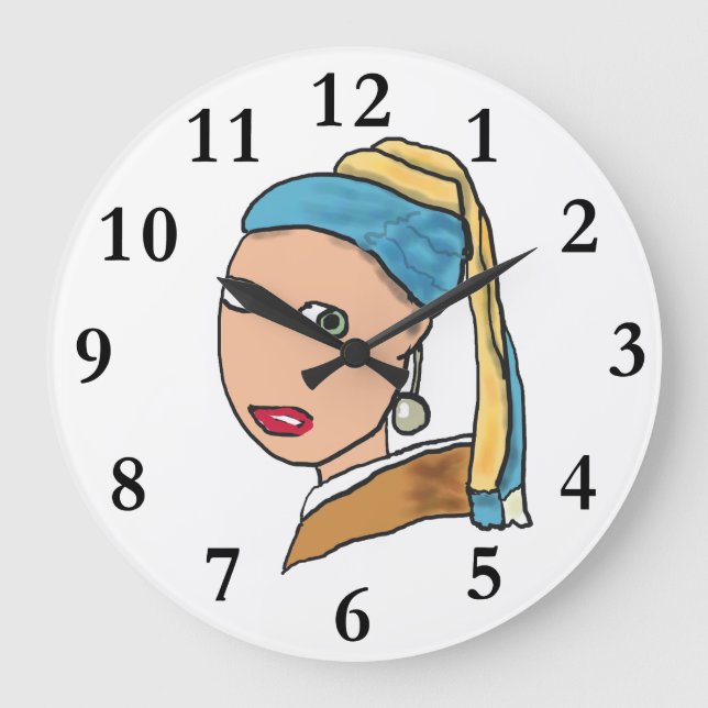 Girl With A Pearl Earring Large Clock (Front)