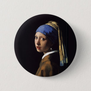 Girl with a Pearl Earring Painting 2 Inch Round Button
