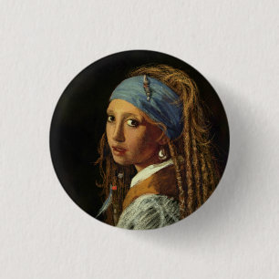 Girl with a pearl earring parody 1 inch round button