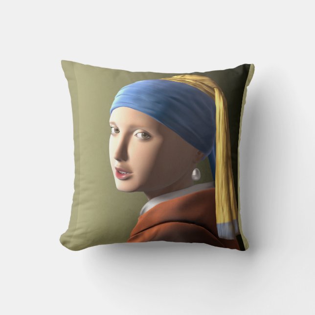 Girl with a pearl earring  throw pillow (Front)