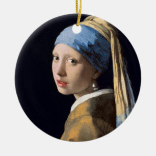 Girl with a Pearl Earring Vintage Portrait Ceramic Ornament