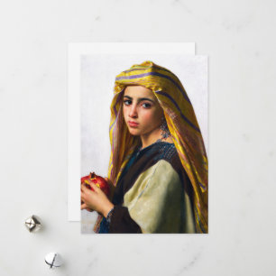 Girl with a Pomegranate by William Bouguereau  Holiday Card