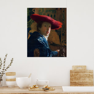 Girl With a Red Hat, famous painting Poster