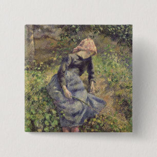 Girl with a Stick, 1881 2 Inch Square Button