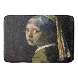 Girl With A Strawberry Earring Fine Art Spoof Bath Mat