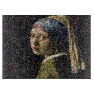 Girl With A Strawberry Earring Fine Art Spoof  Cutting Board