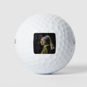Girl With A Strawberry Earring Fine Art Spoof  Golf Balls