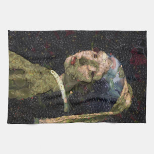 Girl With A Strawberry Earring Fine Art Spoof  Kitchen Towel