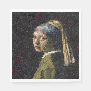 Girl With A Strawberry Earring Fine Art Spoof Napkin