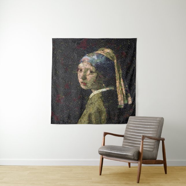 Girl With A Strawberry Earring Fine Art Spoof  Tapestry (In Situ)