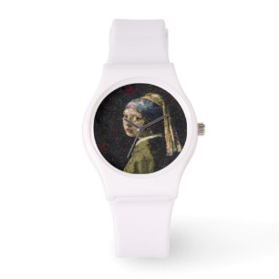Girl With A Strawberry Earring Fine Art Spoof Watch