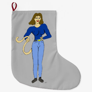 girl with a tail large christmas stocking