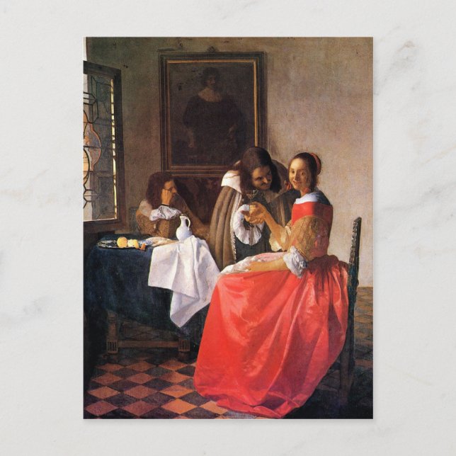 Girl with a wine glass by Johannes Vermeer Postcard (Front)