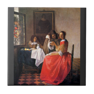 Girl with a wine glass by Johannes Vermeer Tile