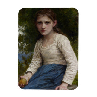 Girl with an Apple by William-Adolphe Bouguereau Magnet