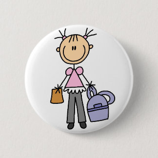 Girl With Backpack Button
