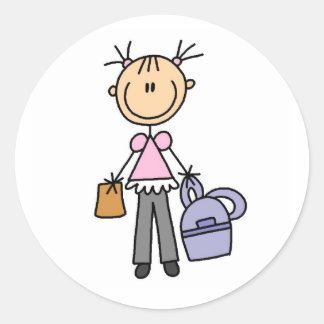 Girl With Backpack Classic Round Sticker