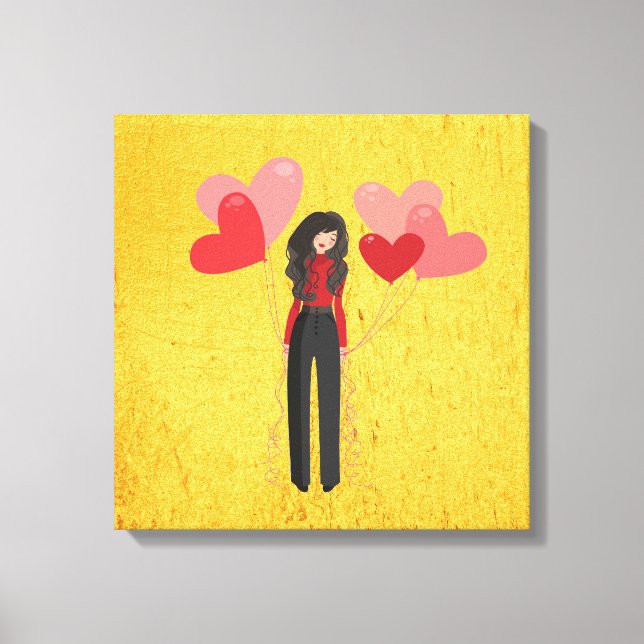 Girl with balloon whimsical canvas print (Front)