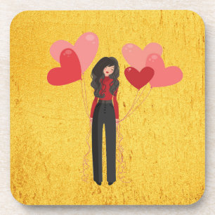 Girl with balloon whimsical coaster