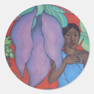 'Girl with Banana Leaf' - Arman Manookian Classic Round Sticker