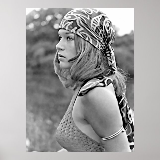 Girl with Bandana Art  Print (Front)