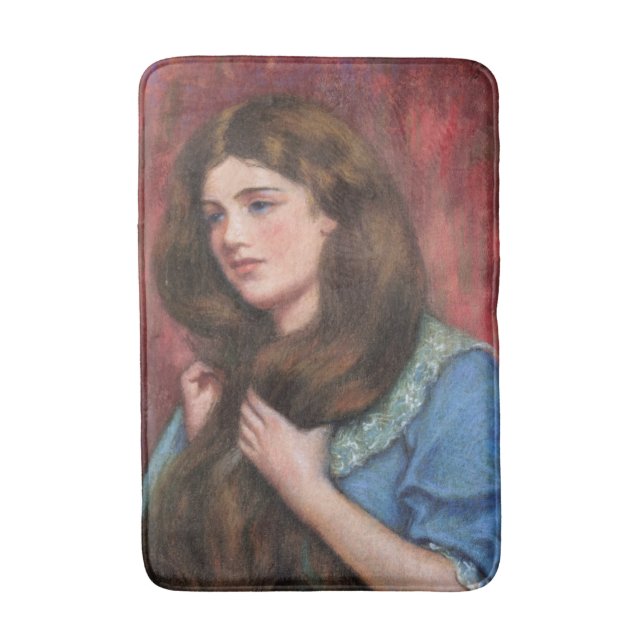 Girl with Beautiful Long Brown Hair Bath Mat (Front Vertical)