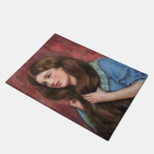 Girl with Beautiful Long Brown Hair Doormat