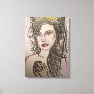 girl with beehive hair praying canvas print