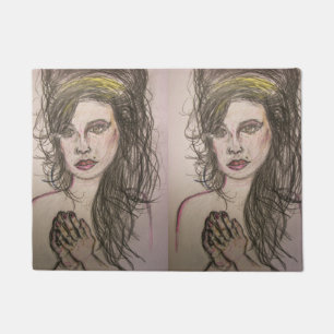 girl with beehive hair praying doormat