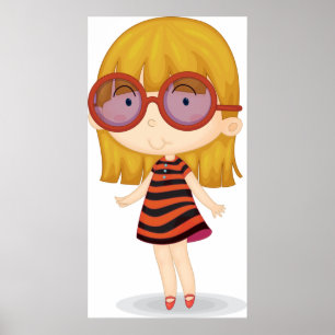 Girl With Big Glasses Poster