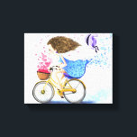 Girl with Bike Canvas Print<br><div class="desc">Canvas Print Happy Young Girl On A Bike - Romantic Love Hearts and Flowers Fun Drawing Wall Decor - or Choose / Add Your Unique Text and Colours - Make Your Special Gift - Resize and move or remove and add elements / text with customization tool ! - Drawing and...</div>