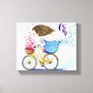Girl with Bike Canvas Print