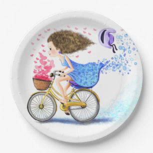 Girl with Bike Paper Plates
