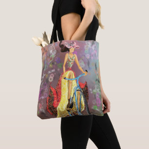 Girl with Bike Tote Bag