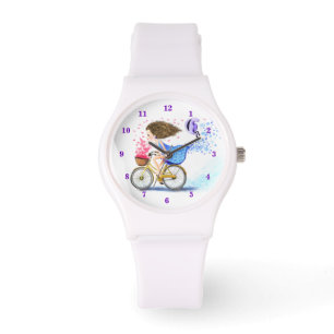 Girl with Bike Watch - Love Hearts