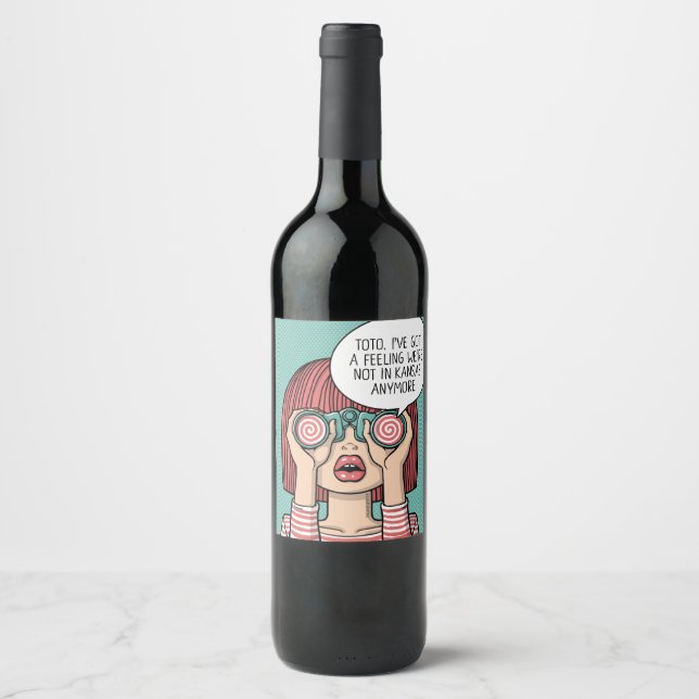 Girl with Binoculars Illustration Wine Lable Wine Label (Front)