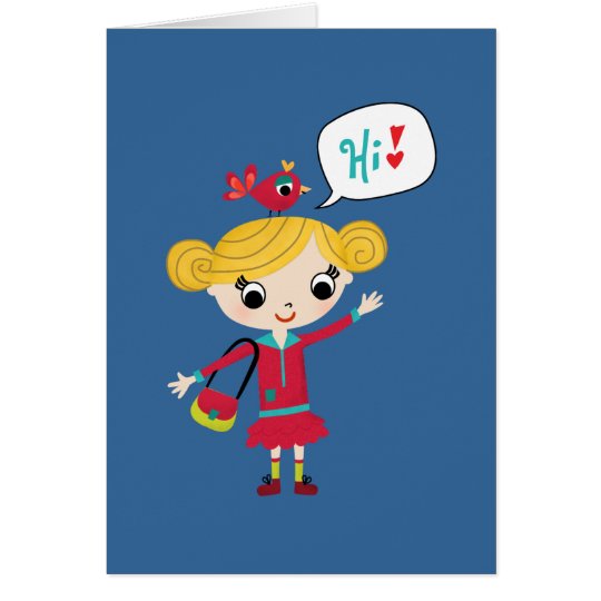 Girl with Bird Just Because Note Card