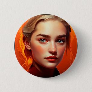 Girl with blue eyes 2 inch round button