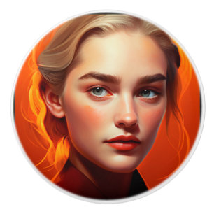 Girl with blue eyes ceramic knob