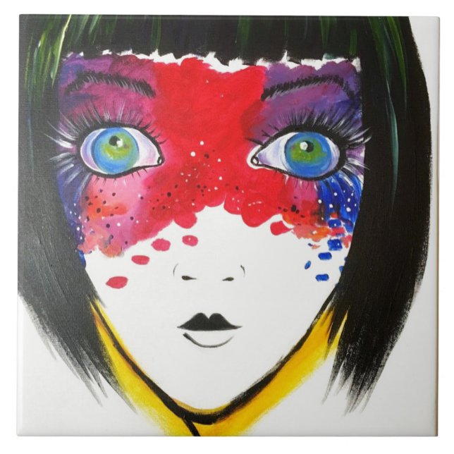 Girl with Blue Eyes Ceramic Tile (Front)