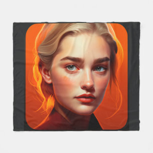 Girl with blue eyes fleece blanket