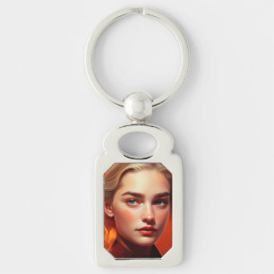 Girl with blue eyes keychain