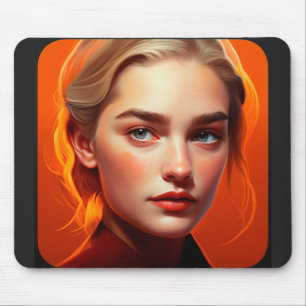 Girl with blue eyes mouse pad