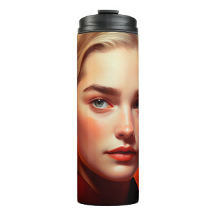 Girl with blue eyes thermal tumbler