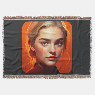 Girl with blue eyes throw blanket