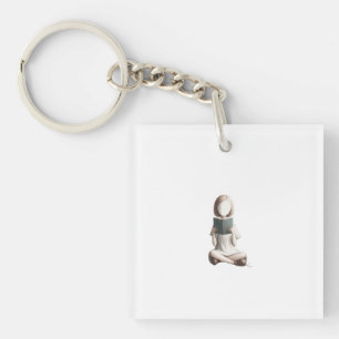 Girl with book Keychains & Lanyards