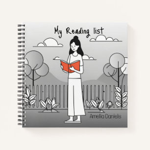 Girl with book - Monochrome Reading List Journal