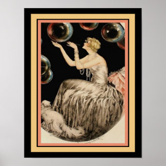 Girl with Bubbles Art Deco Poster